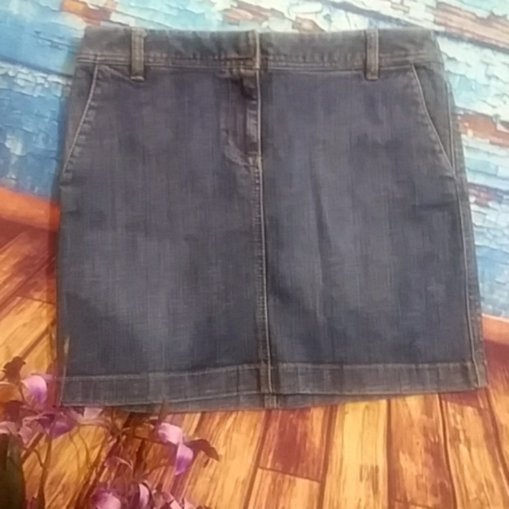 Ann Taylor Loft blue jean skirt 4